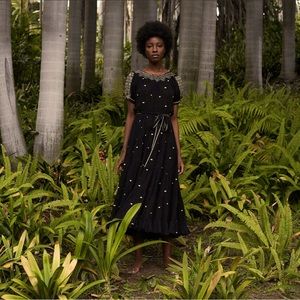 NWT DÔEN Rae Midi Dress in Black, XS